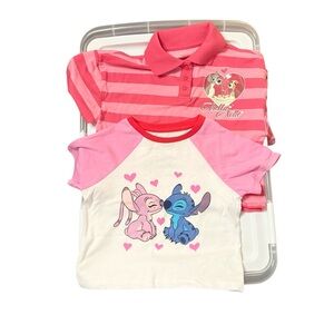 Disney NWT Tee girls bundle XS & XL Stitch & Lady & the Tramp set of 2